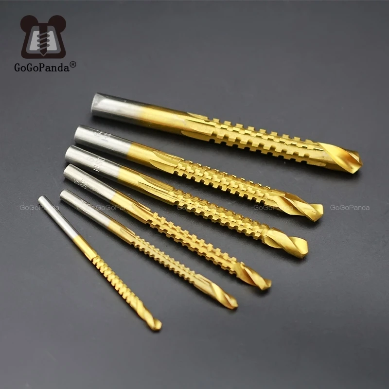 Free Shipping 6PC Titanium Plated Woodworking Sawtooth Drilling Grooving Line Drill Saw Line High Speed Steel 4241