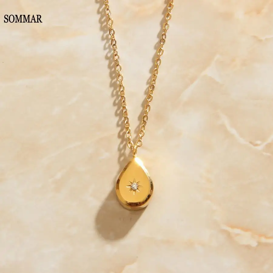 SOMMAR aliexpress Gold Plated color Gentlewoman pendant necklace dorp maxi necklace jewelry 2023