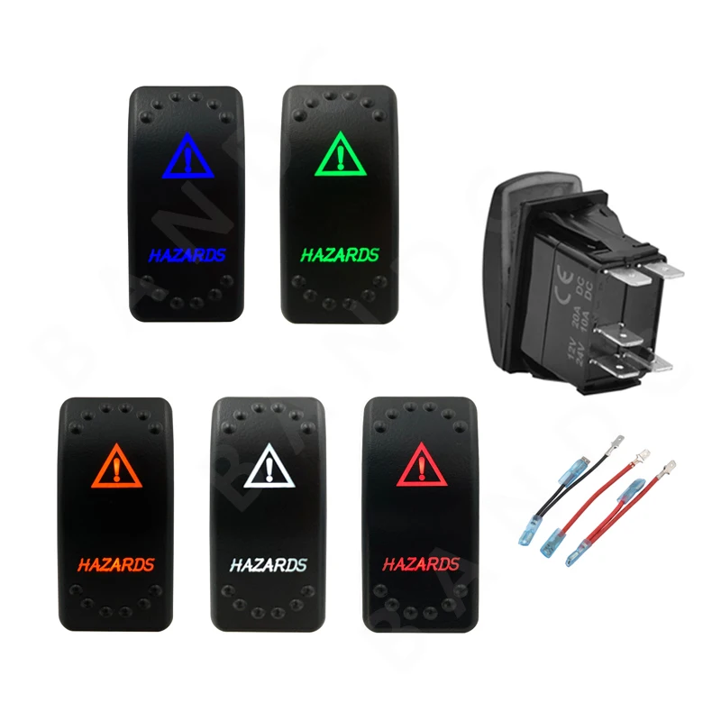 

HAZARDS Rocker Switch 5P ON-OFF SPST Toggle Switch with Wire for Car Boat UTV ARB Truck Van Bus SUV Off Road Vehicle 12V 24V