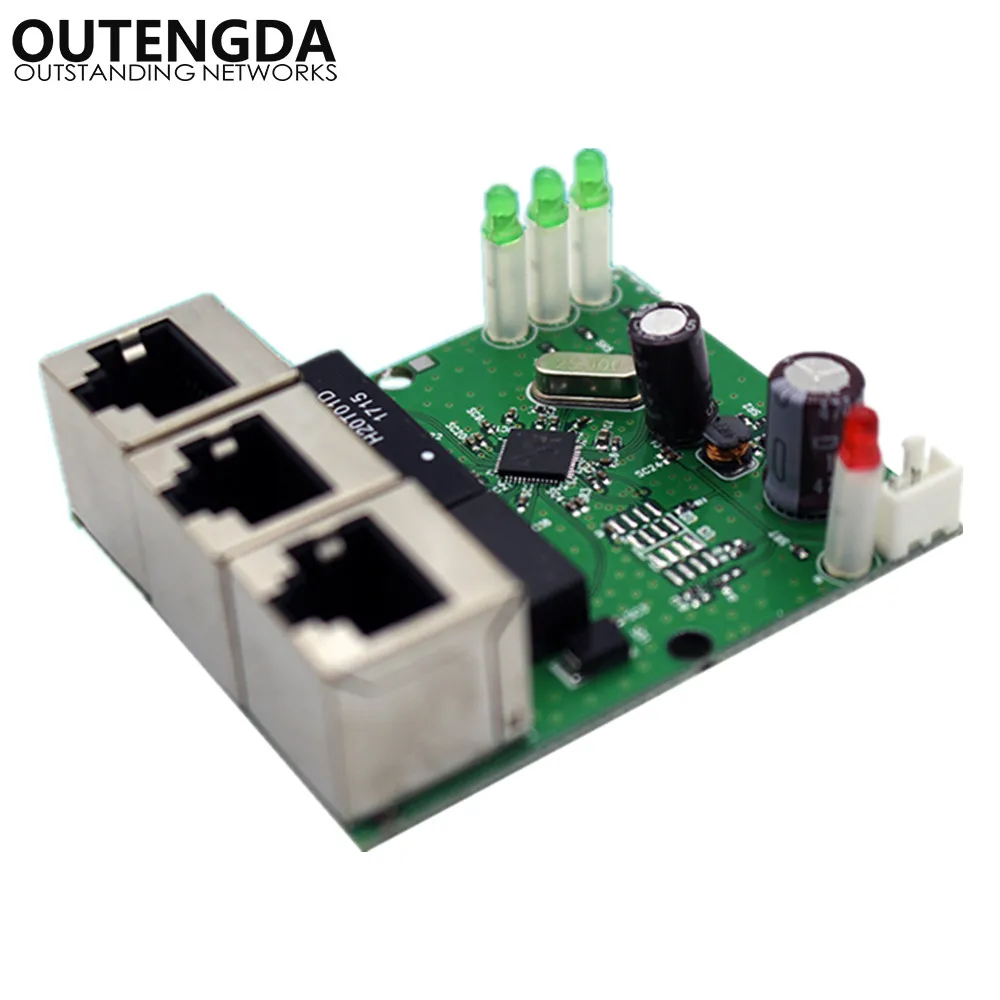 

Mini 10/100mbps rj45 lan hub pcb module Fast Wiring box uses data conversion distance to extend Ethernet 3-port switch splitter