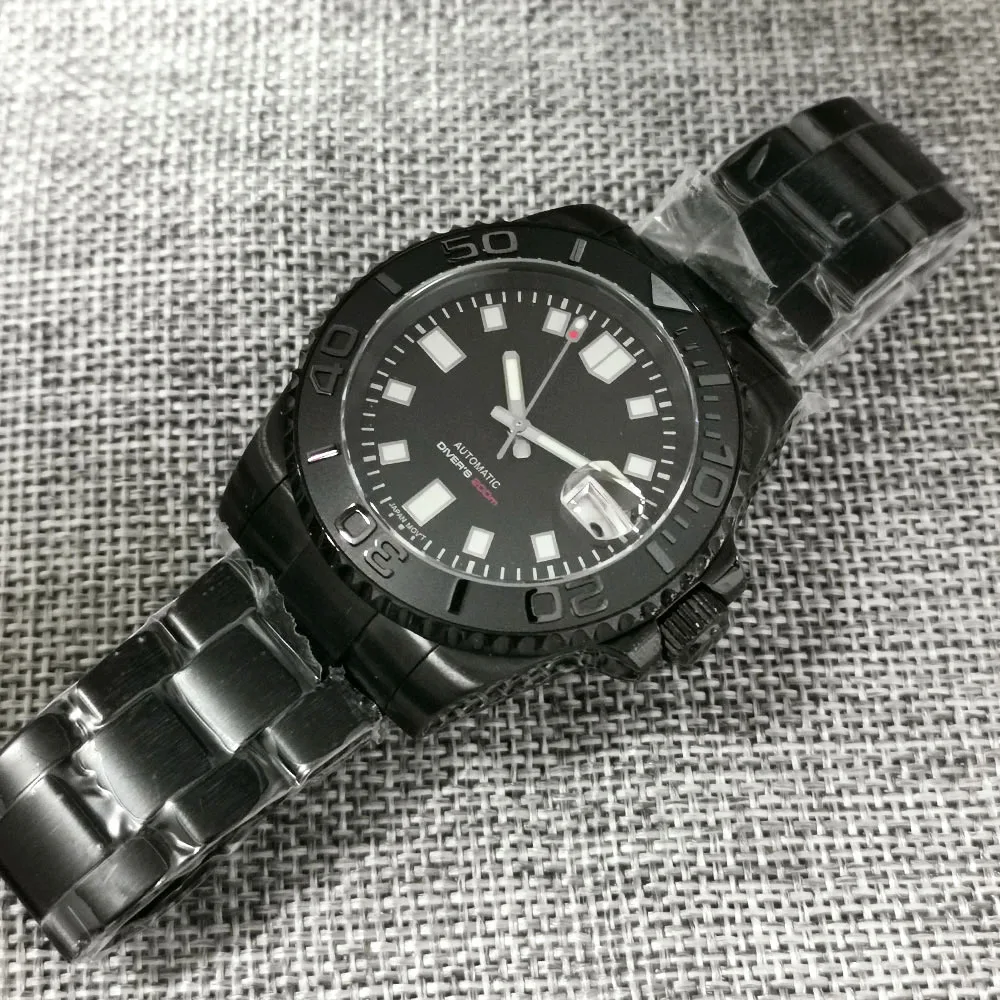 40mm Tandorio Black Dial 200M Waterproof Sapphire Glass PVD Luminous Ceramic Bezel NH35 PT5000 Automatic Movement Men Dive Watch