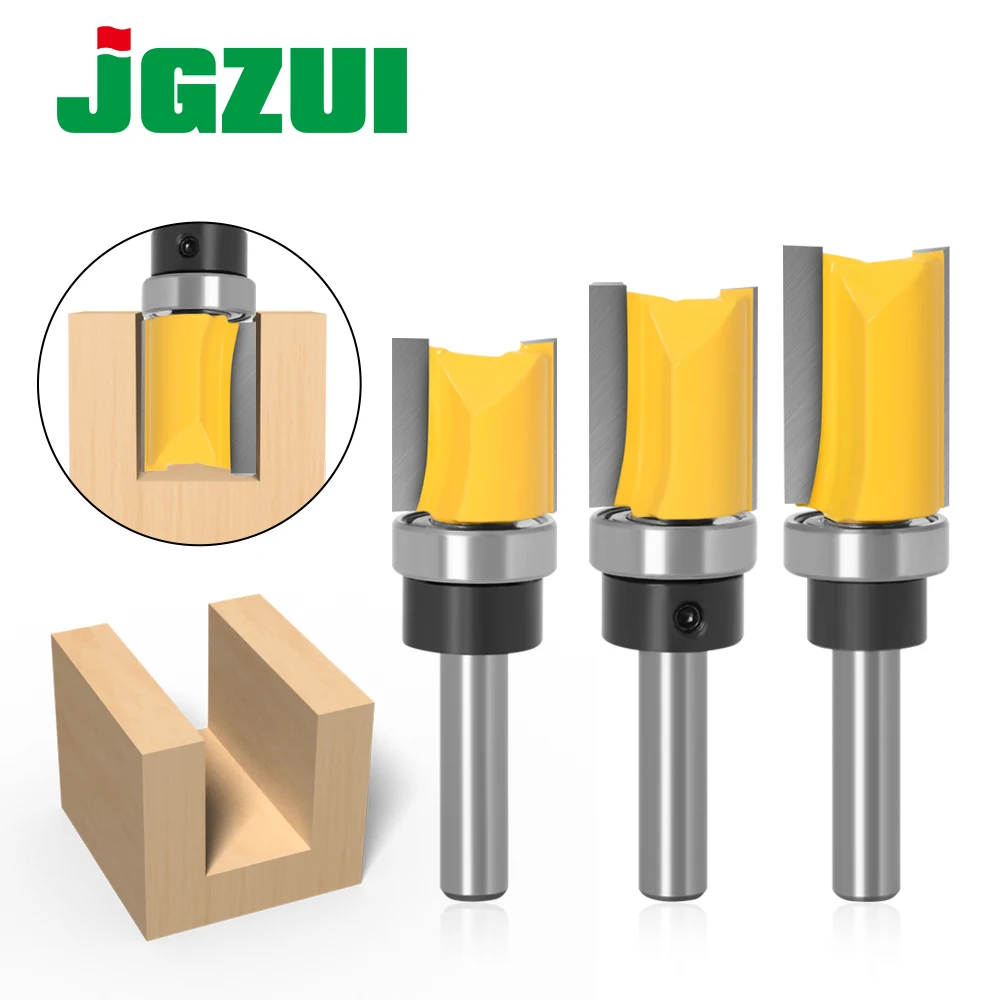 8mm Shank Template Trim Hinge Mortising Router Bit Straight end mill trimmer cleaning flush trim Tenon Woodworking tools