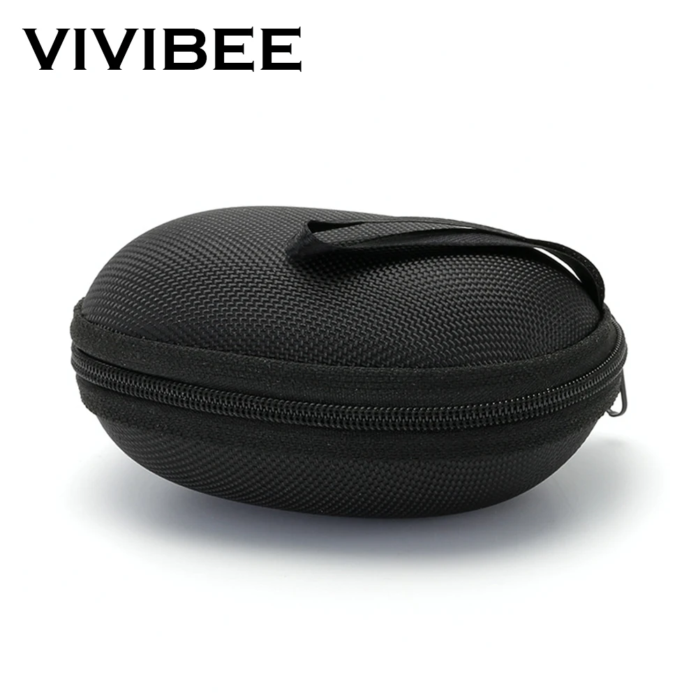 VIVIBEE Men Black Sports EVA Farbic Folding Sunglasses Case Zipper 1 PCS Waterproof Sun Glasses Eyewear Storage Women Box