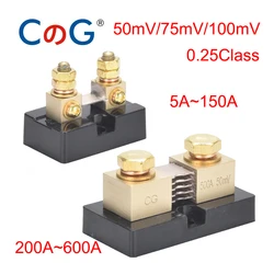 Montaje de corriente de latón, resistencia de derivación de cc con Base, CG 0,25, tipo USA FL-15, 5A, 10A, 20A, 50A, 75A, 100A, 300A, 500A, 600A, 50mV, 75mV, 100mV