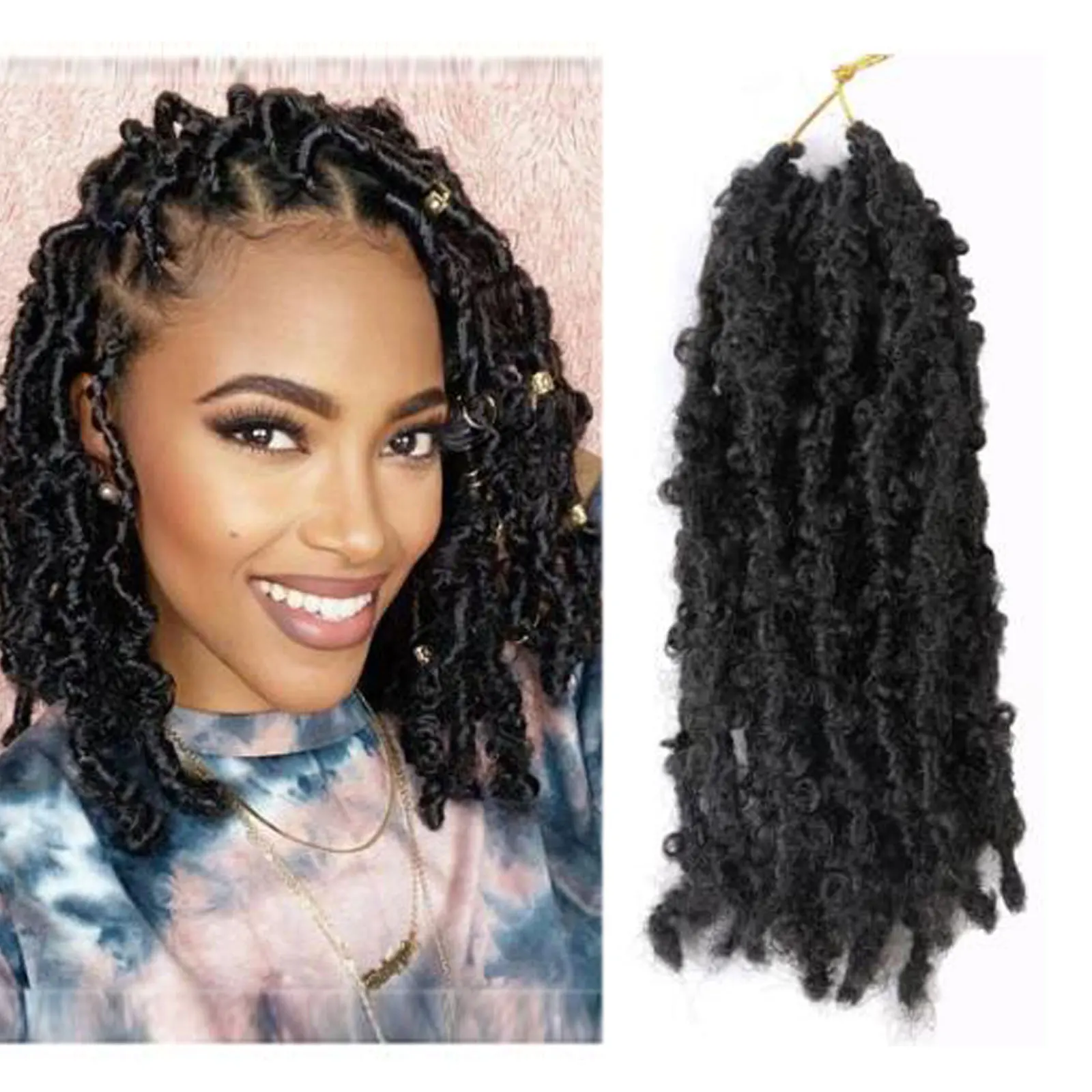 Butterfly Bob Locs Crochet Hair 12inch synthetic Crochet Faux locs Hair Pre Looped Short Boho Soft locs Crochet Braids For Blac