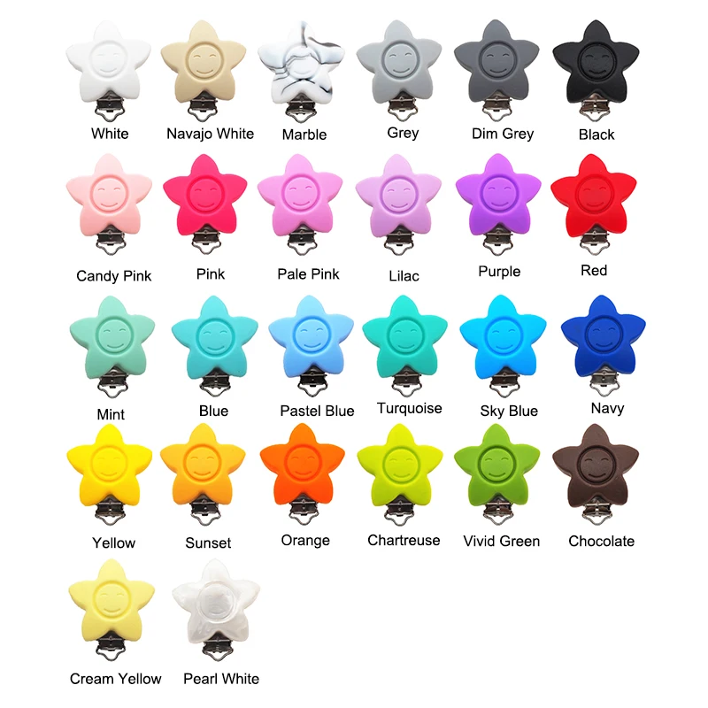 Chenkai 10PCS Round Bear Star Silicone massaggiagengive Clip fai da te Baby ciuccio manichino catena titolare succhietto infermieristica gioielli giocattolo Clip