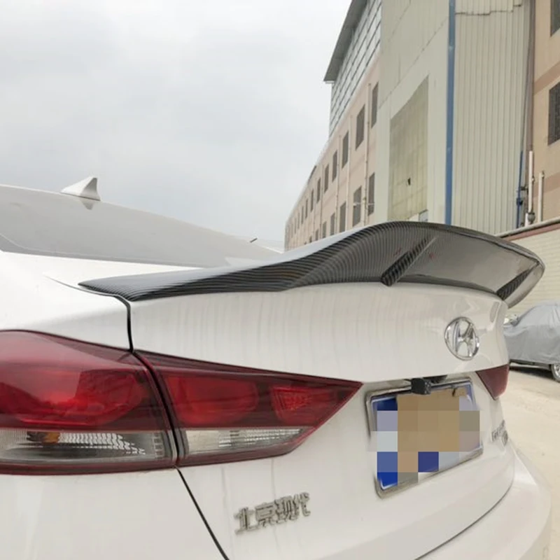 For Hyundai Elantra spoiler 2015 2016 17 High Quality carbon fiber spoiler Car Rear Wing Primer Color rear Trunk tail fin sports