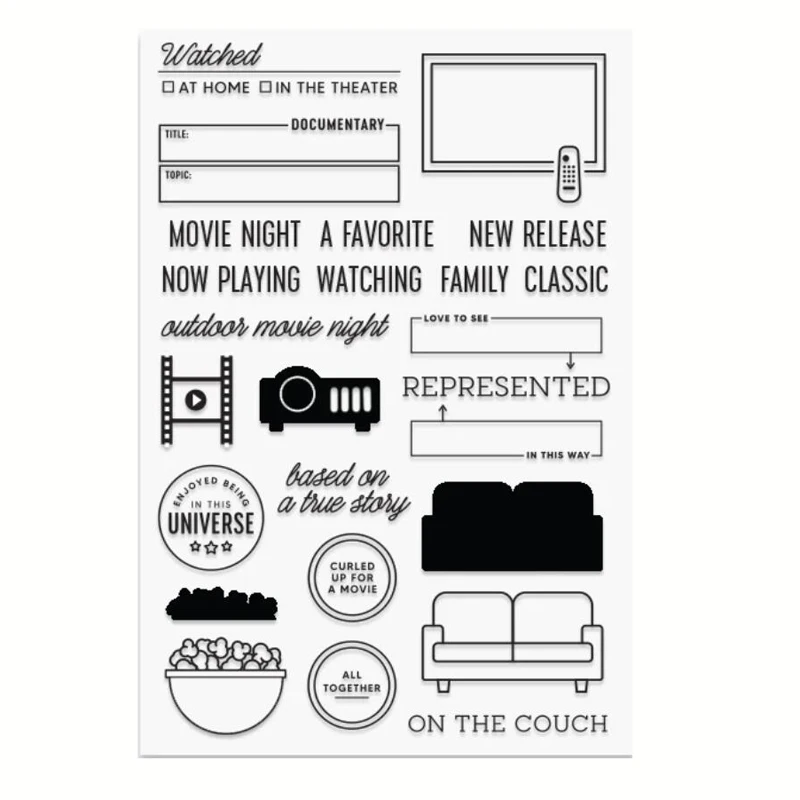 KLJUYP Movie Night Clear Stamps Scrapbook Paper Craft Clear stamp scrapbooking09062