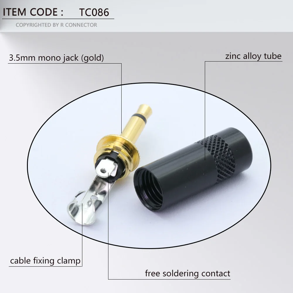1PC Mono Jack 3.5mm 2 Poles Audio Connector Plug 3.5mm Jack Headphone Microphone Connector