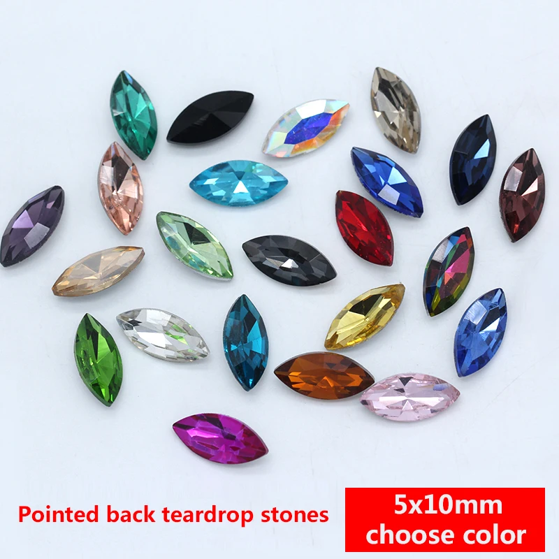 All size horse eye Pointed back Glass Crystal Rhinestones fancy Gemstone beads for headwear,shoes,bags,clothing jewelry making