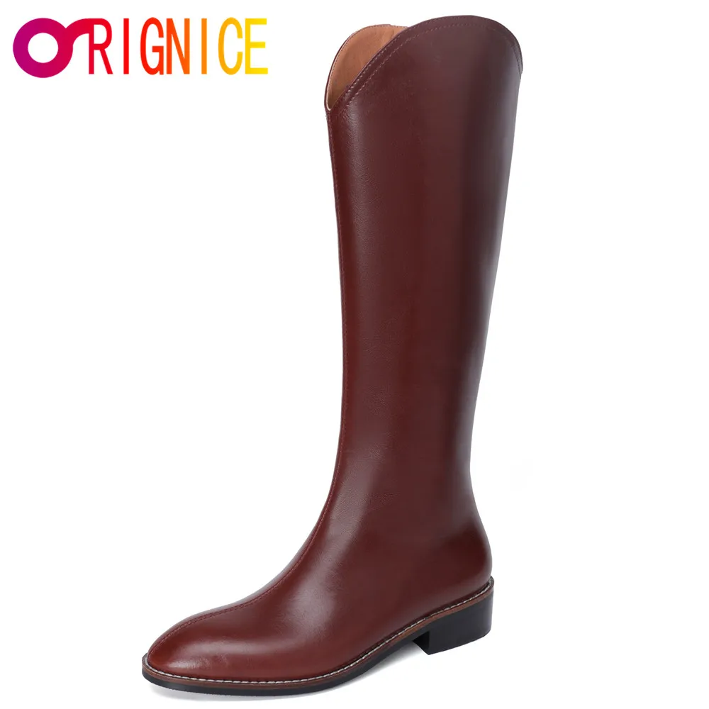 

Orignice Hot Sale Women Riding Knee High Boots New 2021 Autumn Winter Black Large Size 34-43 Low Heels Zipper Casual Long Shoes