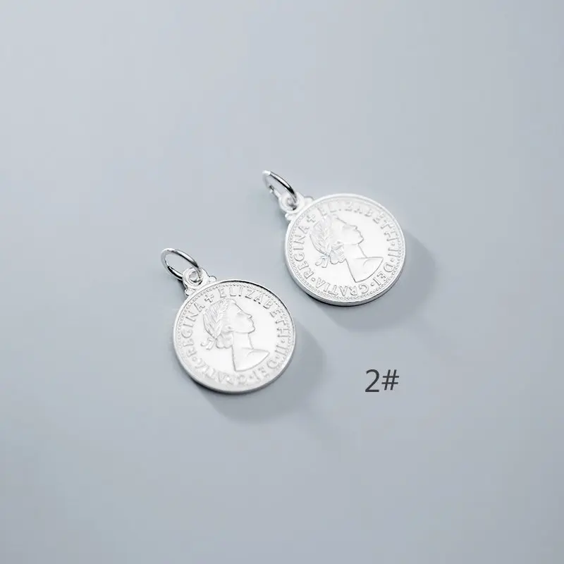 925 Sterling Silver American Image Coin Charms 18MM INS Fashion European Dangle S925 Silver Pendants DIY Simple Jewelry Suppier