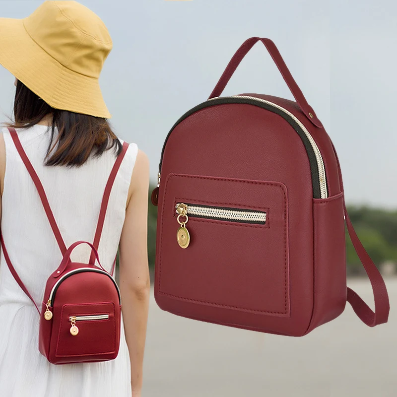 Women Backpack Bag Zipper Large Capacity PU Leather Fashion for Travel Mobile Phone XIN-Shipping