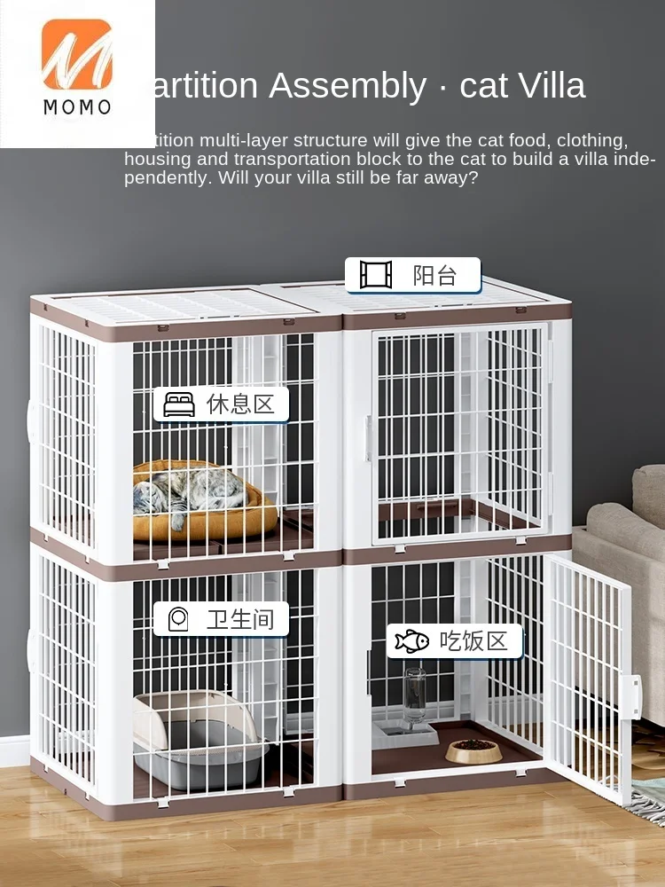 Cat Cage Home Indoor Oversized Cat Villa with Toilet Cattery Cat House Breeding Cage Pet Cage