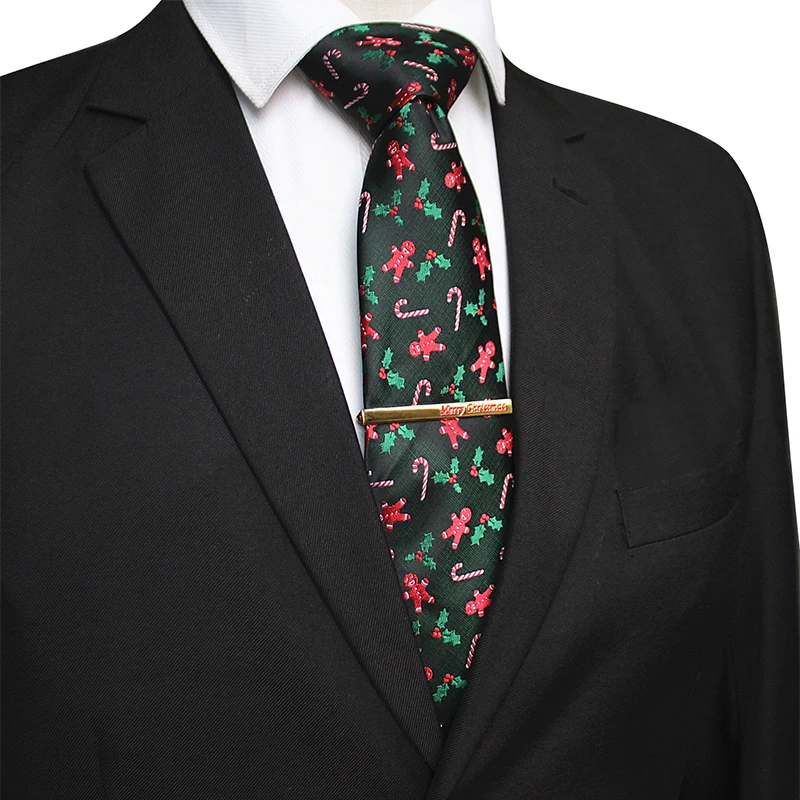 JEMYGINS Novelty Christmas Ties Santa Claus Snowflake Necktie Red Green Silk Jacquard Woven Tie For Men and kids Christmas Gift