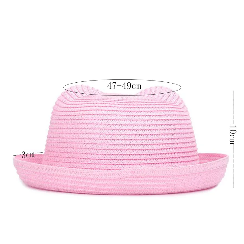 Beach Straw Hat 16 colors children\'s summer straw hat summer cool hat travel baby boys and girls cat ears Summer sun Cap F65