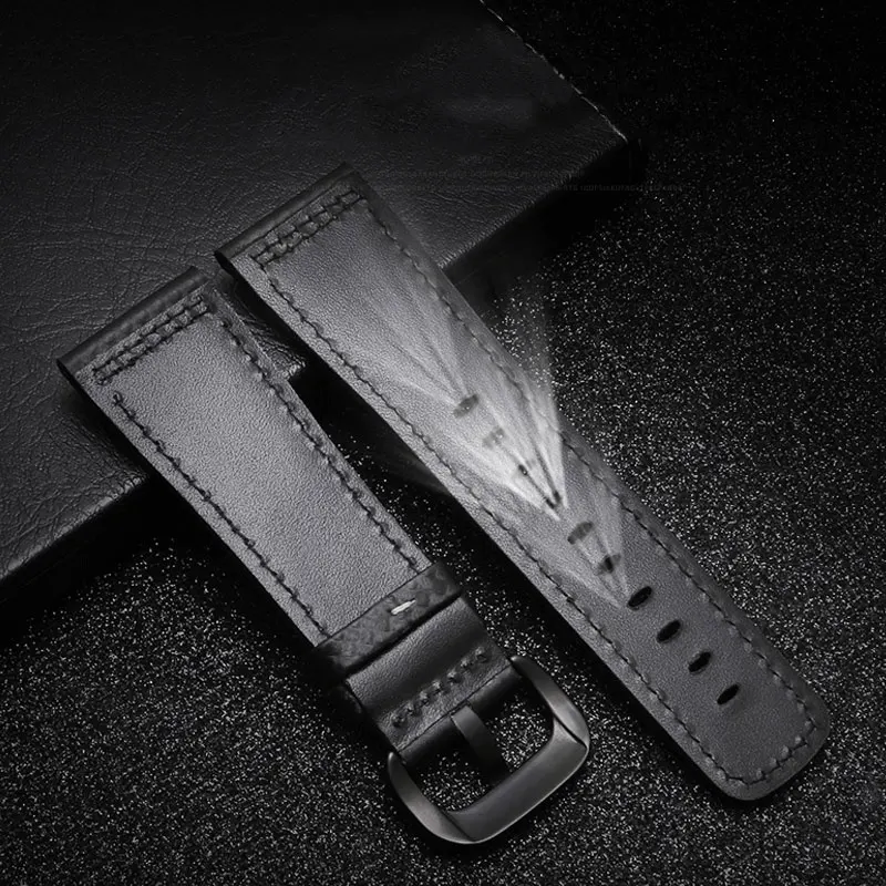 Carbon Fiber Leather watchband  black with white red blue orange line strap suitable for Friday P1|P2|M1|M2 watch accessories