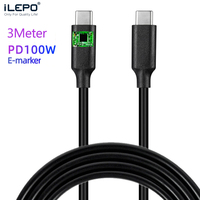 iLEPO 3M 100W 5A USB C to USB C Cable Type C for Macbook Laptop Xiaomi Huawei Samsung S20 iPad PD C to C Charger Cable E-Marker