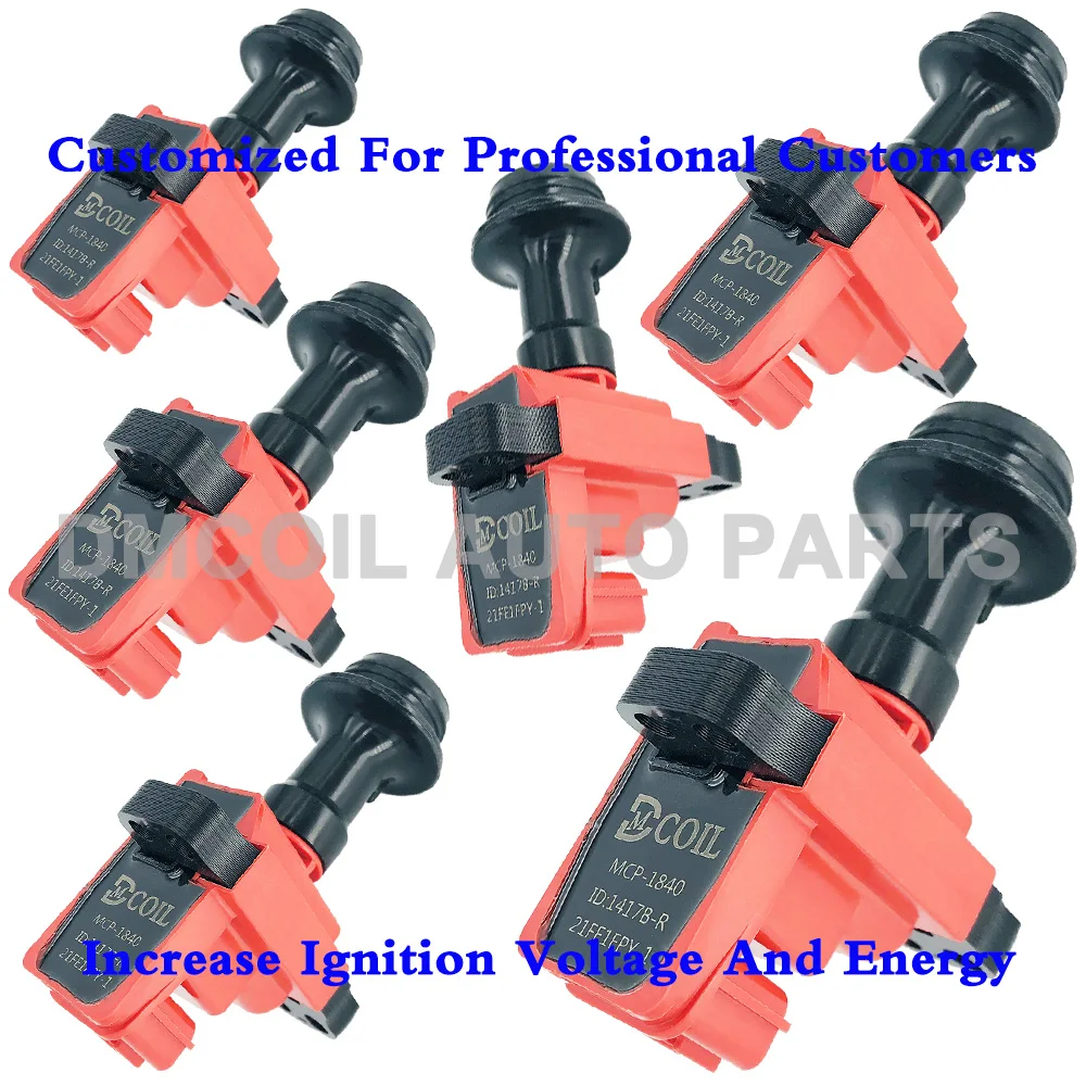 6 PCS RED IGNITION COIL FOR NISSAN SKYLINE R34 STAGEA CEDRIC GROLIA LAUREL 1997- 22433-AA000 22448-AA000 MCP-1840