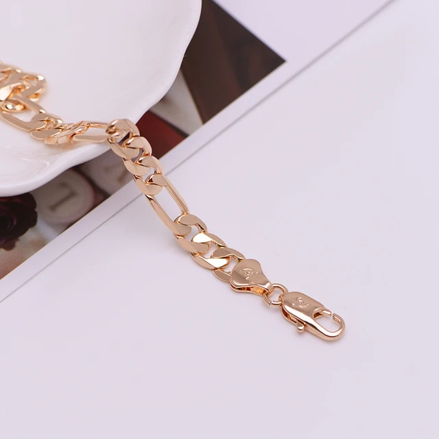 XP Jewelry 19.5 21.5 cm x 6 mm Fashion Figaro 3 1 Bracelet For Men Jewelry Gold Color 18 K Lead and Nickel Free AliExpress