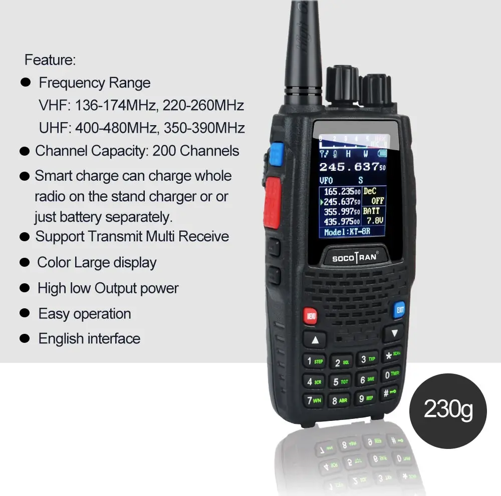 Quad Band handheld Two-Way Radio KT-8R 4 band Walkie Talkie Outdoor Intercom UHF VHF Ham Transceiver