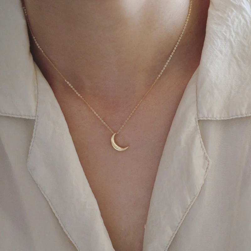 SOFTPIG Real 925 Sterling Silver 14K Gold Moon Choker collana per le donne minimalista Fine Jewelry accessori Punk Drop shipping