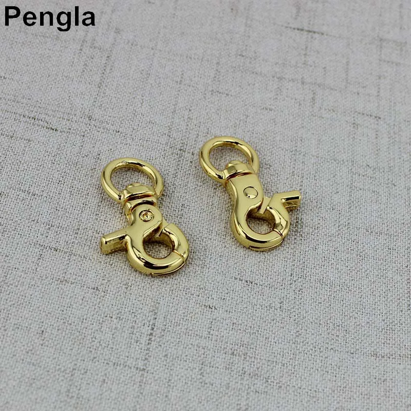 

Hight quality 10mm Deep gold 4pcs 50pcs Small swivel Clasp Snap hooks thick leather purse bags handbags adjusted parts hardware