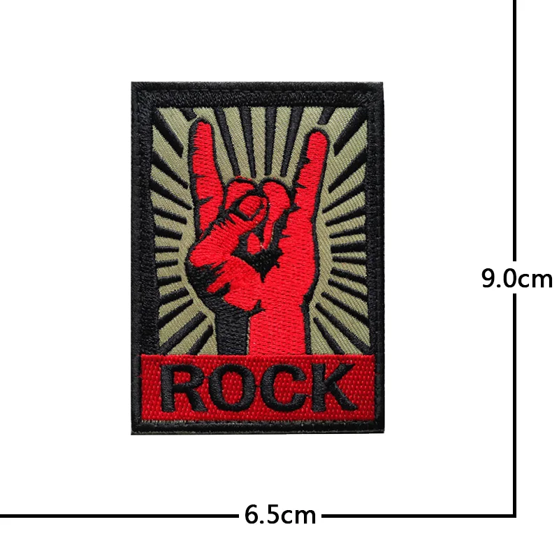 ROCK Embroidered hook and loop Patches rectangle  Patch Tactical Combat Embroidery Badges For Jacket Clothing