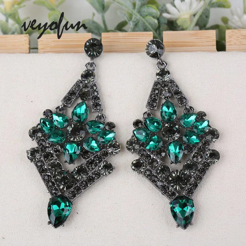 Veyofun Hyperbole Crystal Rhinestone Drop Earrings Bridal Dangle Big Earrings Fashion Jewelry for Women Gift New Wholesale