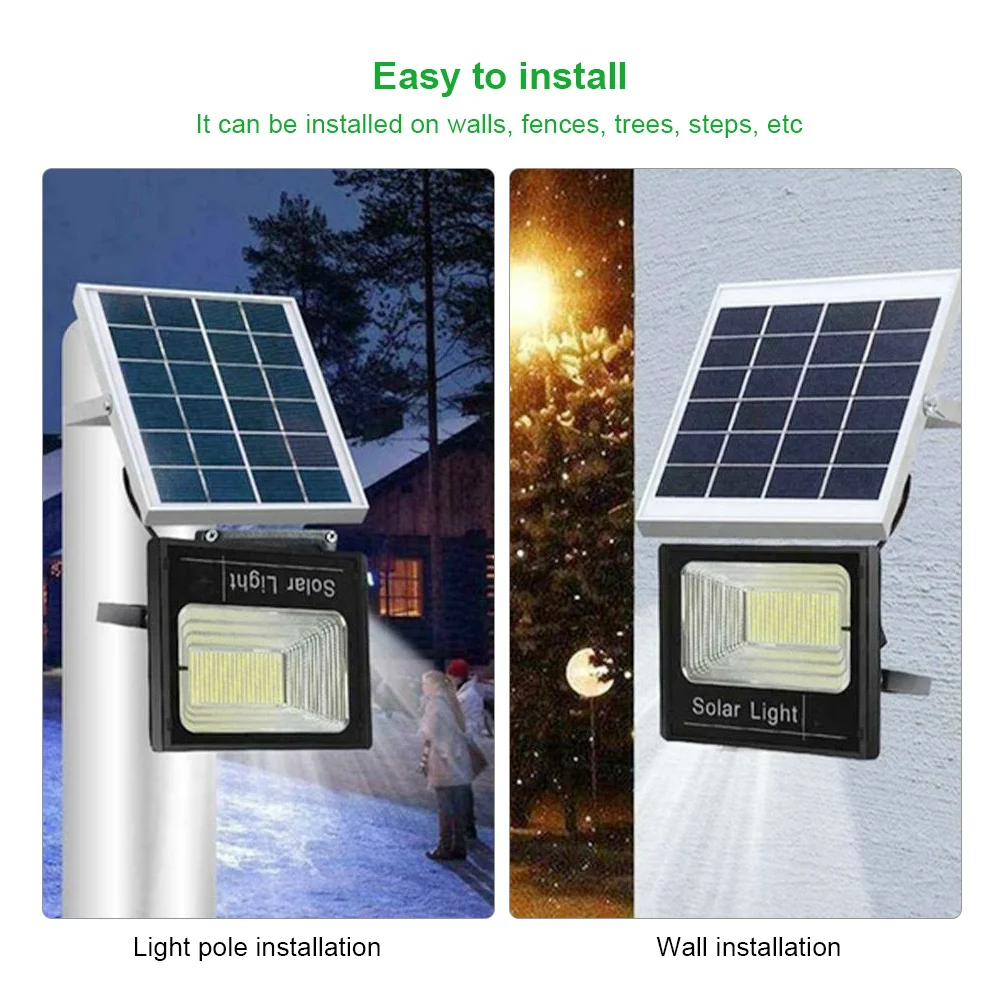 65W 94LED Solar Panel Garden Lamp Outdoor Flood Lights IP67 Waterproof Spotlight Street Security Wall Lamp with Wireless Remote