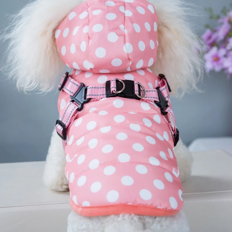 Waterproof Dog Coat Winter Pet Dog Clothes Dot Pattern Small Large Dog Jacket Chihuahua Yorkie Thicken Clothing With Harness #