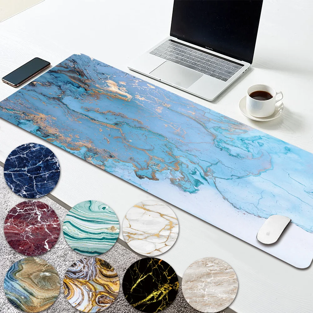 คอมพิวเตอร์ Mousepad แผ่นรองเมาส์ขนาดใหญ่รูปแบบ Anti-Slip กันน้ำ PU หนังแฟชั่น Harajuku Marble รูปแบบเกมเมาส์ Pad