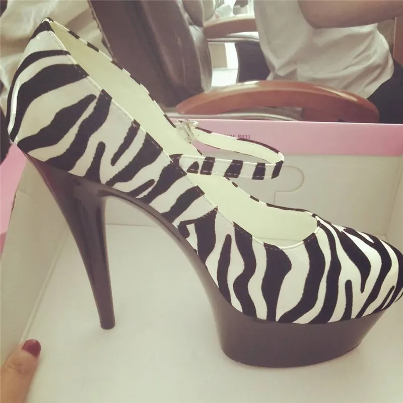 new arrive fashion sexy women platform stilettos 6 inch high heel zebra pumps and lace 15cm high-heeled shoes