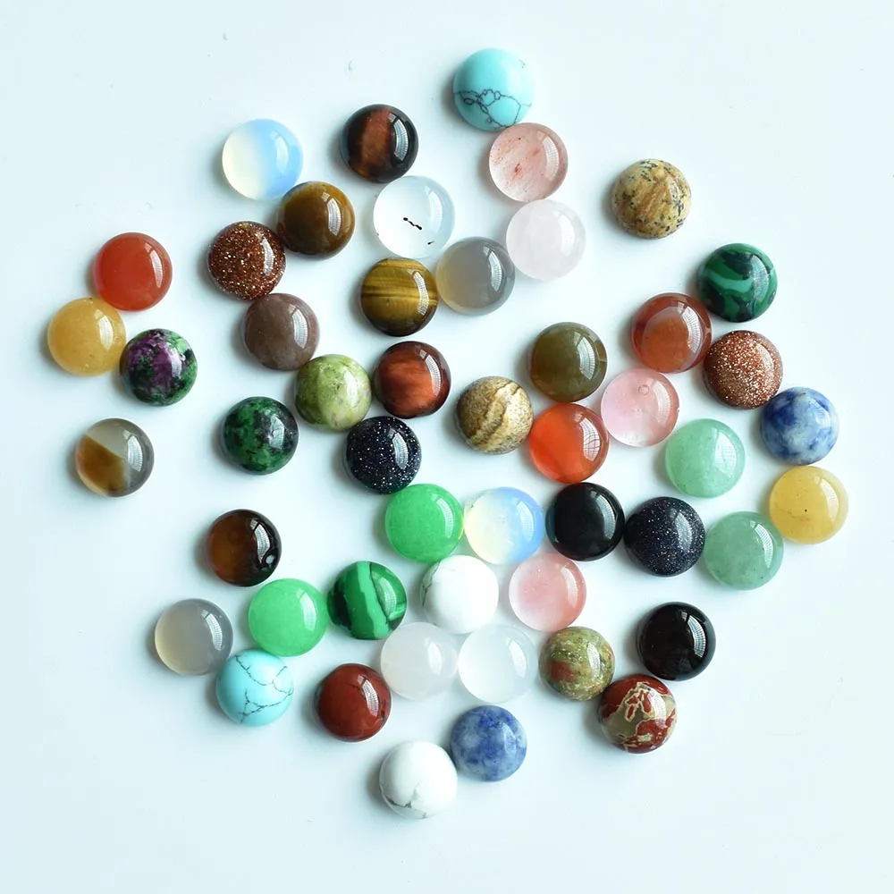 Großhandel 50 Stück/Los, modische, hochwertige, sortierte Naturstein-Cabochon-Perlen für Schmuckzubehör, 8 mm, kostenlos. – Detail 1