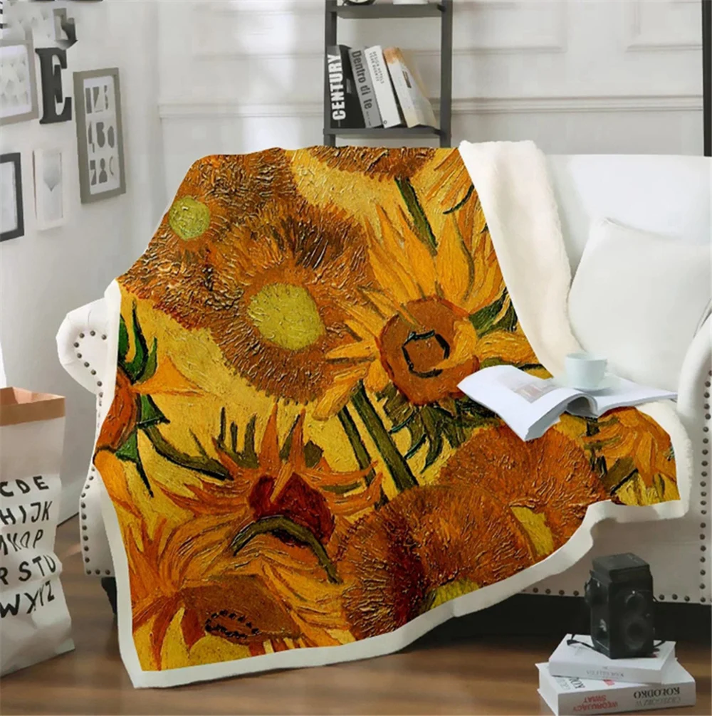 CLOOCL Throw Blanket Van Gogh Oil Painting Printed Weighted Blanket for Beds Adult Quilts Sofa Travel Teens Student Blanket