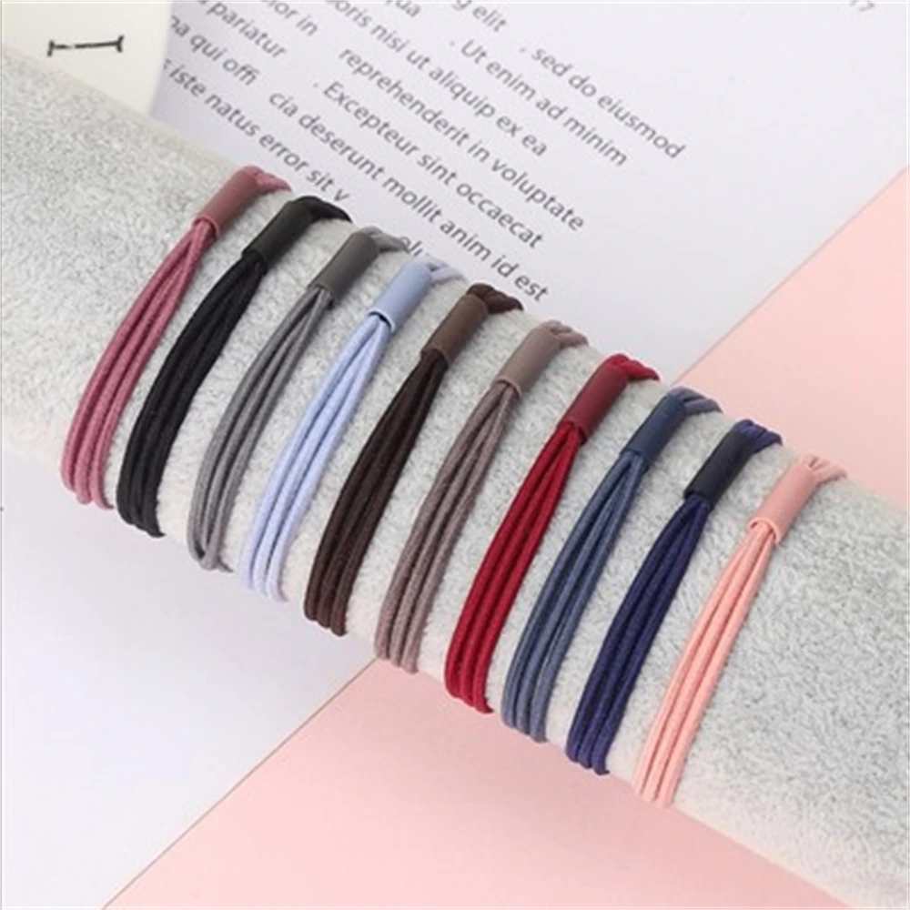 5Pcs/Set Colorful Soft Simple Thin Nylon Elastic Hair Bands Women Rubber Band Scrunchies Customized Ponytail Headdress For Girls