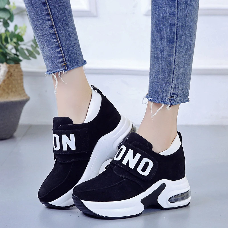 Women Platform Wedge heels casual shoes Suede Hook Loop High Heel Autumn Casual Shoes Height Increasing Woman Outdoor shoes