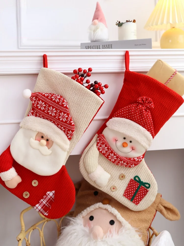 

Christmas Stocking Large Xmas Gift Bags Fireplace Decoration Socks New Year Candy Holder Decor for Home Nightmare Before Navidad