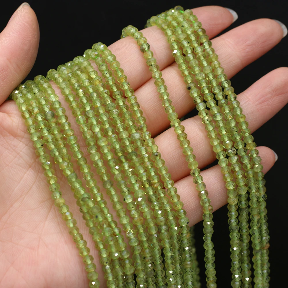 Natural Peridot Stone Bead 3x4mm Small Olivine Green Faceted Crystal Loose Beads Spacer for Jewelry Making DIY Bracelet Necklace