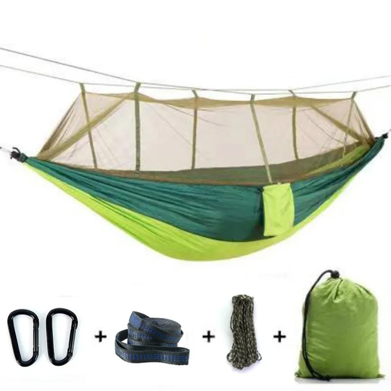 Novo ao ar livre balanço hammock jardim duplo náilon anti-mosquito pára-quedas cama moda portátil piquenique acampamento lazer cadeira balanço