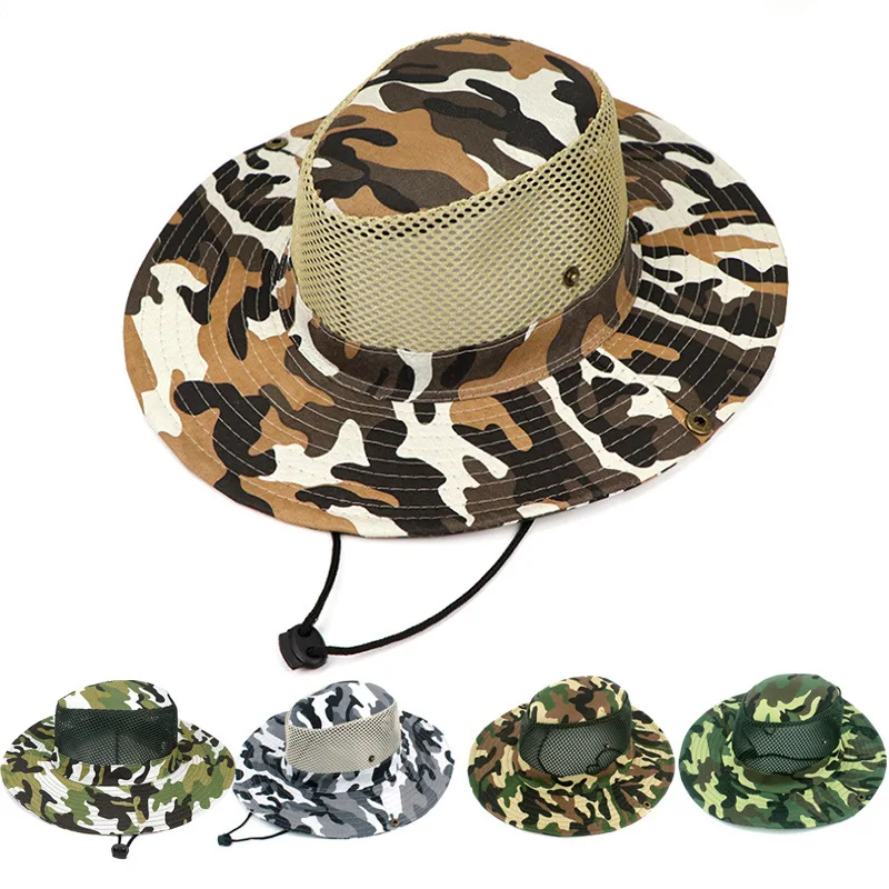 Outdoor fishing hiking hat outdoor sun screen large eaves camouflage travel fisherman hunting tactical officer