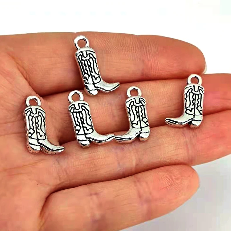 hzew 5pcs Ancient silver color Cowboy  boots  horse Cowboy hat pendant charms for women jewelry