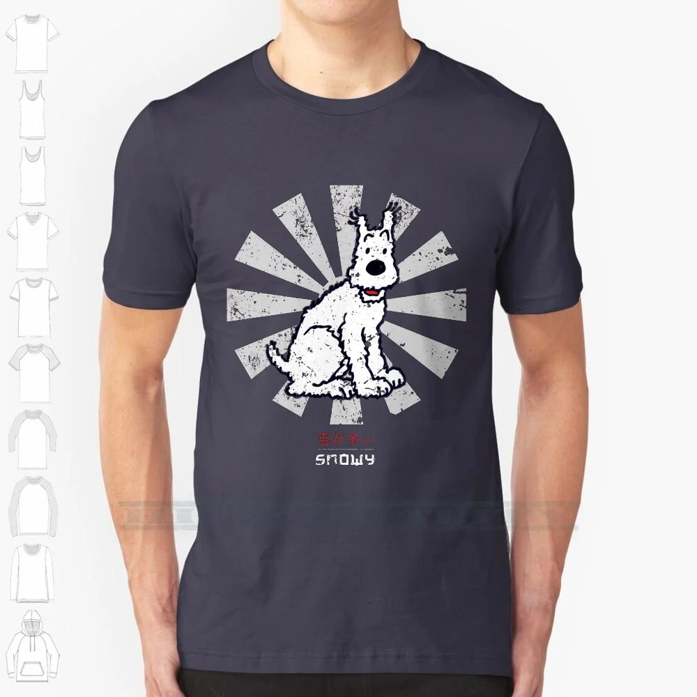 Snowy Retro Japanese 100% Cotton T Shirt Tin Tin Snowy Dog Captain Haddock Adventures Comic Professor Calculus Thomson Thompson