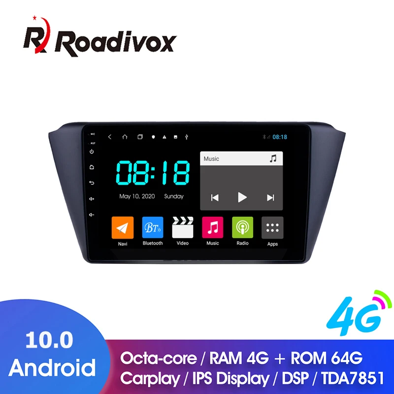 

9" Android 10.0 RAM 4G ROM 64G Car DVD For Skoda Fabia 2015-2019 Car Radio Multimedia Player GPS Navigation System Head Video