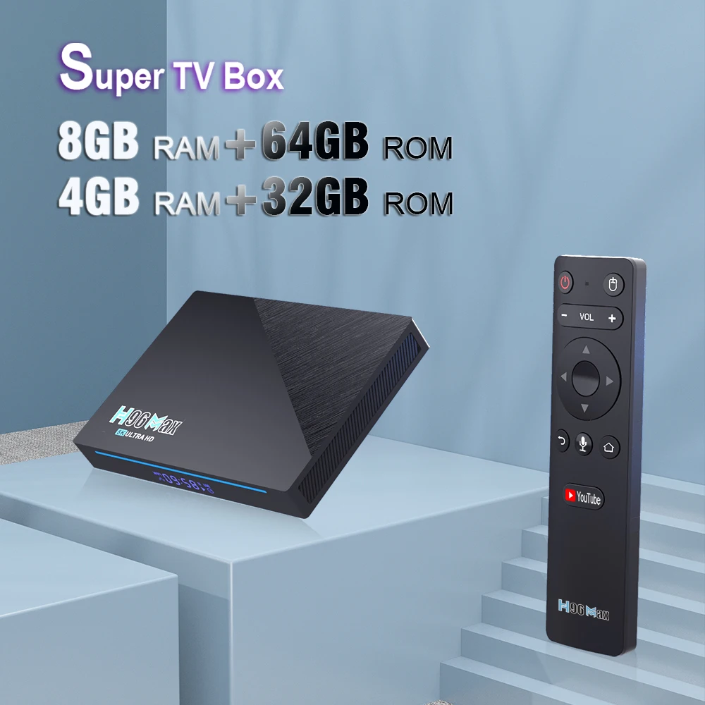 Smart TV Box Android 11 H96 Max RK3566 2.4Ghz 5G WIfi 8K 1000M 8GB 64GB DDR4 Voice 3D 4K Media Player Set Top Box H96max BT4.1