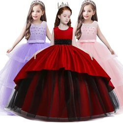 Summer Flower Girls Bridesmaid Wedding Party  Kids Carnival Dresses For Girls Robe Teenage Elegent Princess Dress 3 6 8 14 Year