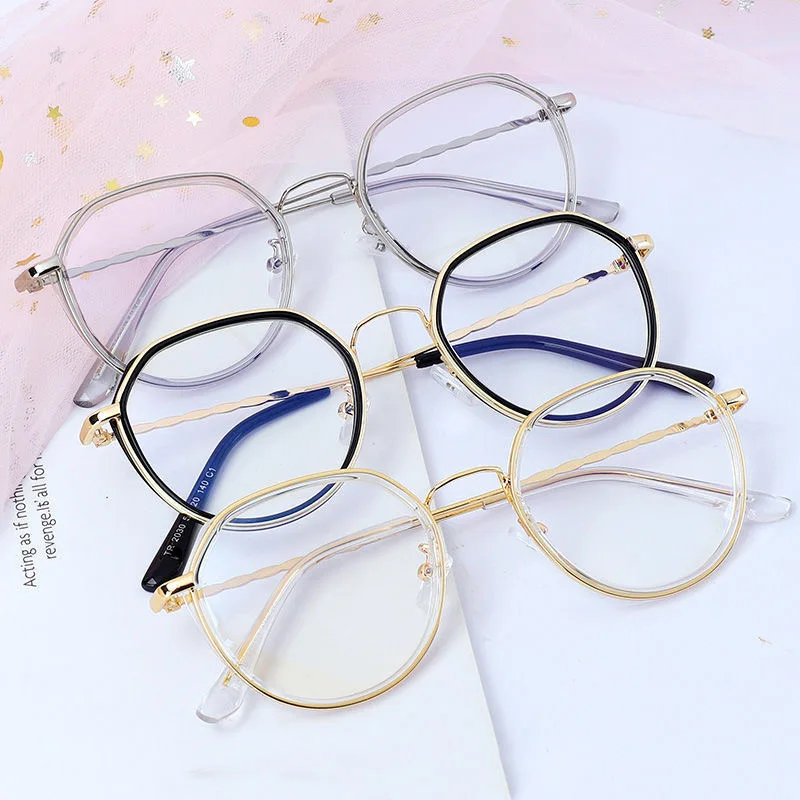-1.0 -1.5 -2.0 -2.5 -3.0 To -6.0 Women Men Fashion Round Myopia Glasses Oversized Eyeglasses Frames Students Metal Clear Glasses
