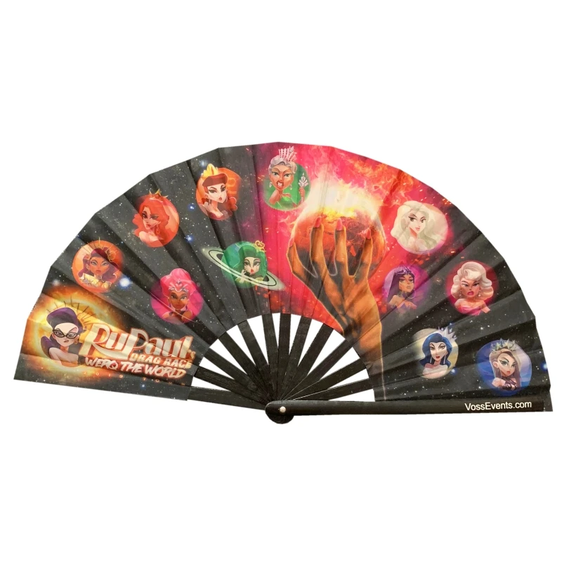 

150PCS 34CM Customized Big Bamboo Clack Fan Hand Held with Personalized Design Print For Kungfu Dance and Party Favor