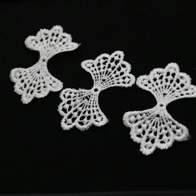 3pc/lot Water-soluble embroidery lace bowknot patches for clothing cute white appliques parche DIY handmade clothes accessories