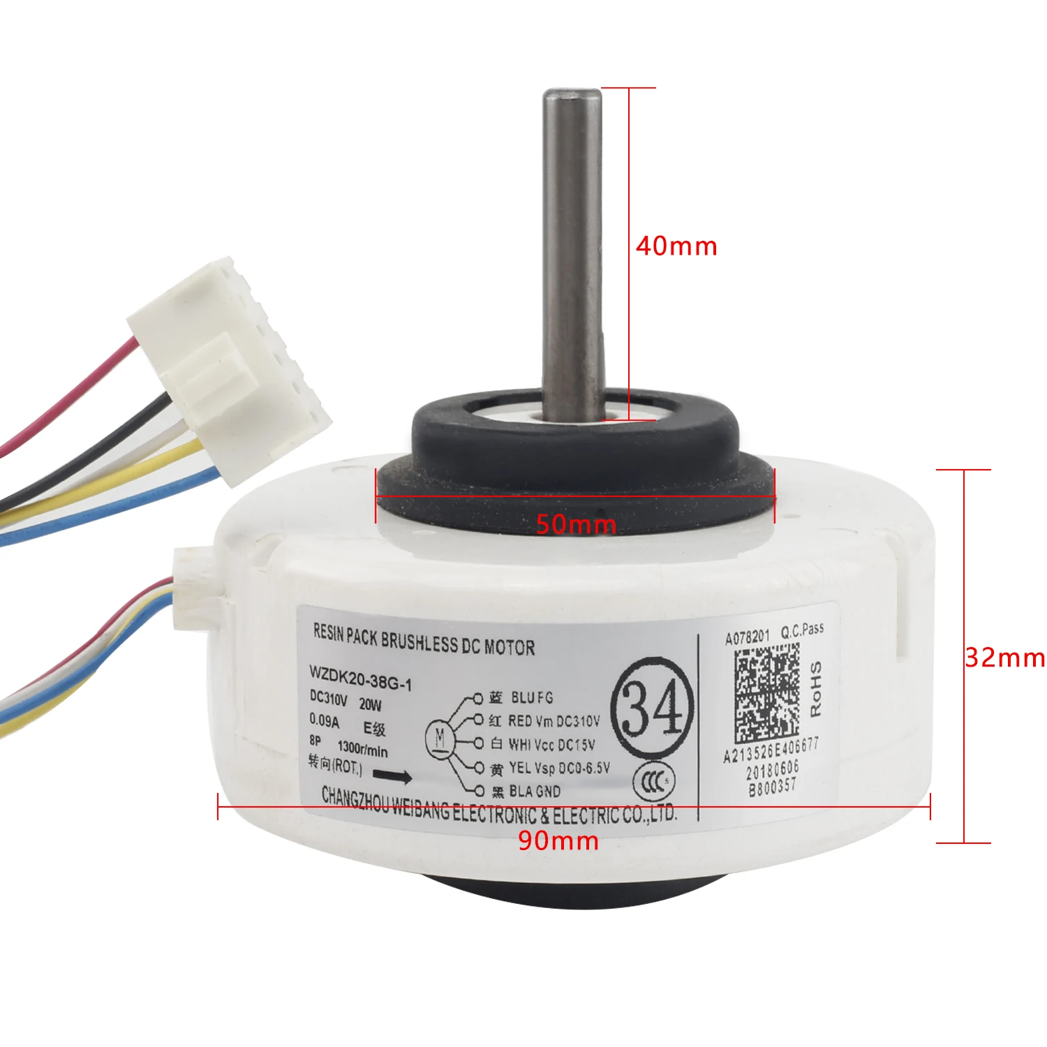 

All new Air Conditioning Motor DC Brushless Motor WZDK20-38G(ZKFP-20-8-6) SIC-37CVL-F120-1 fan motor